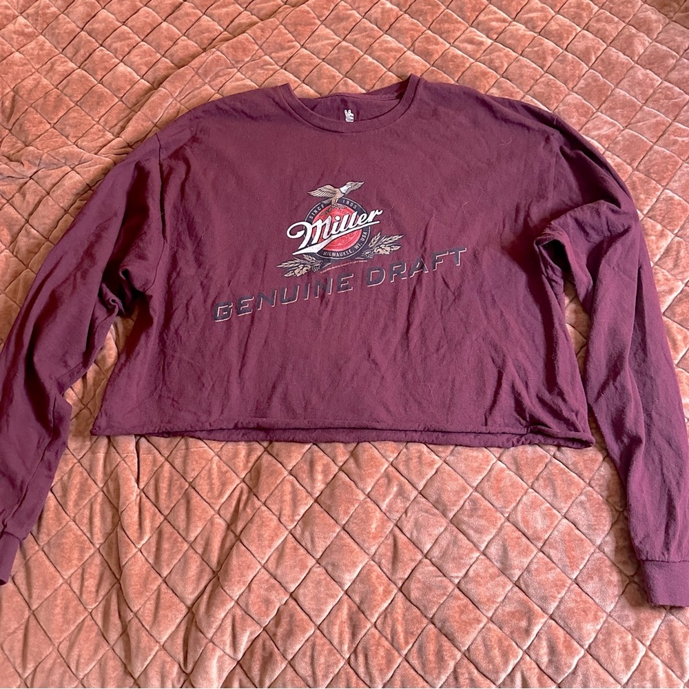 Miller light cropped long sleeve tee